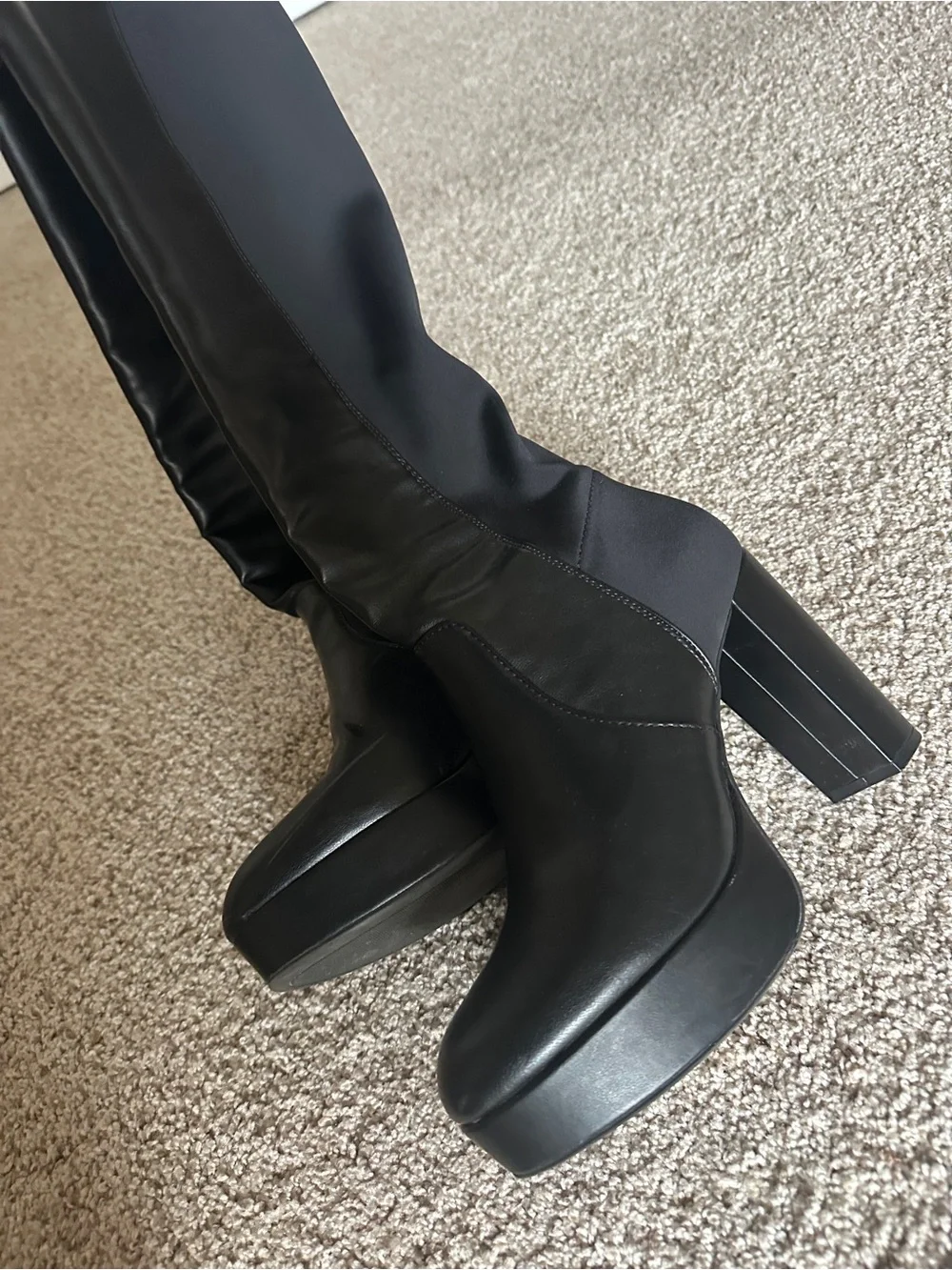 Women's Black Knee-High Platform Boots
